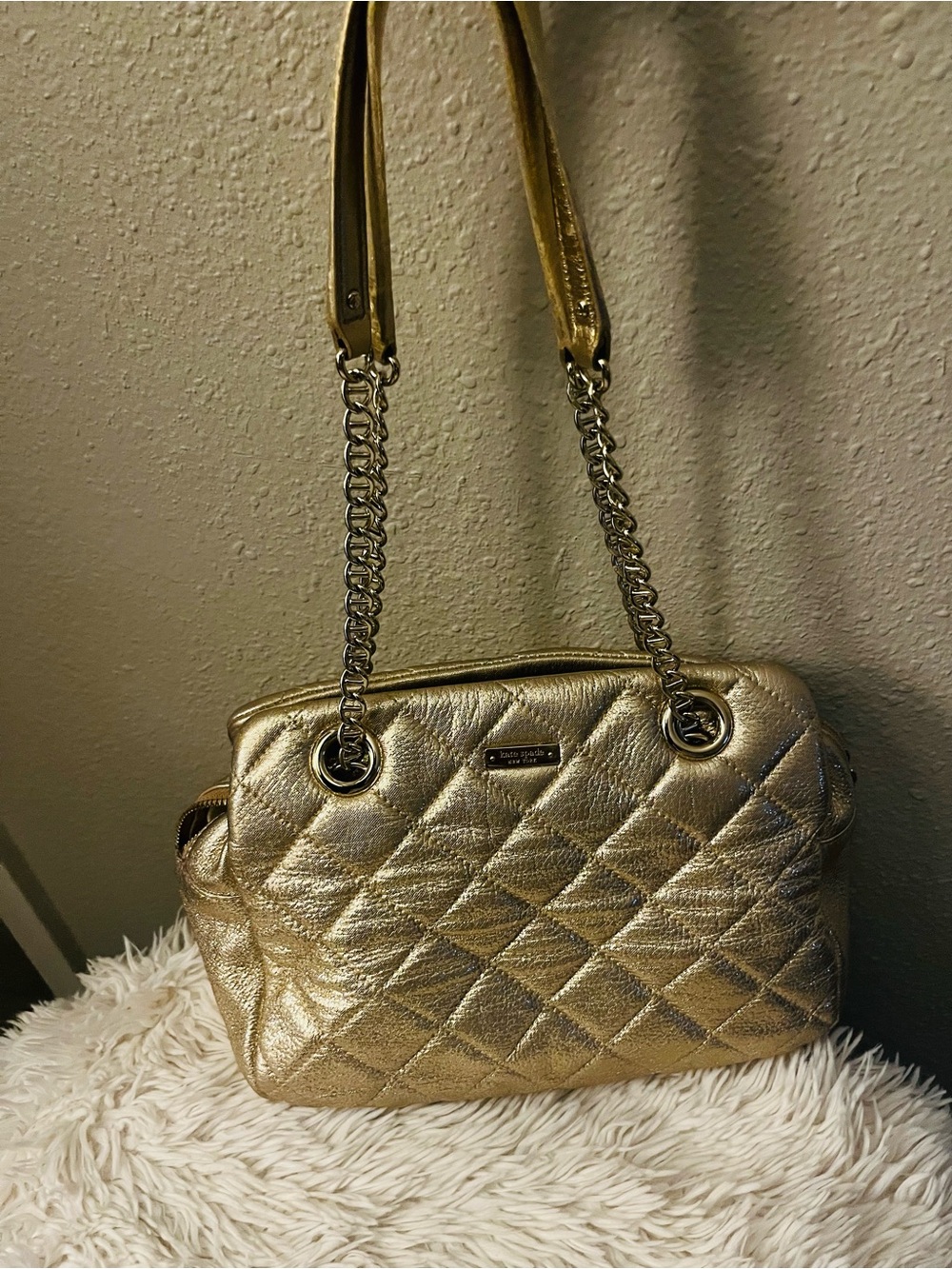 kate spade Quilted Metallic Gold Shoulder Bag